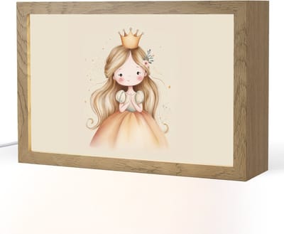 Nachtlampje 30x20 cm - Kinder lampje - Prinses - Kroon - Goud - Tafellamp kinderkamer - Slaapkamer lamp - Bedlamp kinderen - Kinderlampje stopcontact - Wandlamp babykamer - Nachtlampjes