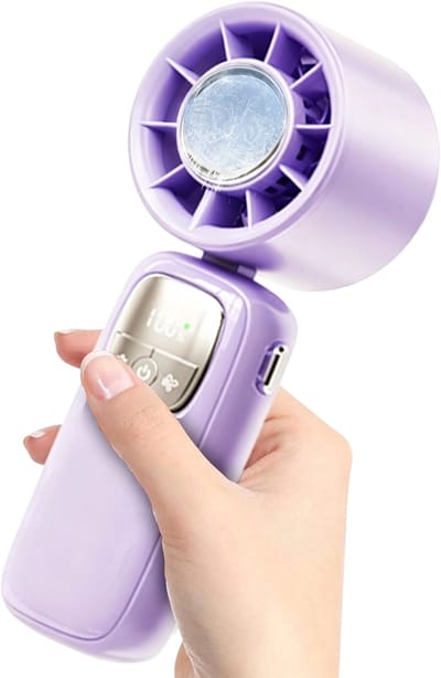 Ventilator - Mini-ventilator - Handventilator - 4000mAh Oplaadbaar - 100 Instelbare Snelheden - LED-display - Geschikt voor Reizen, Kamperen, Buiten - Paars