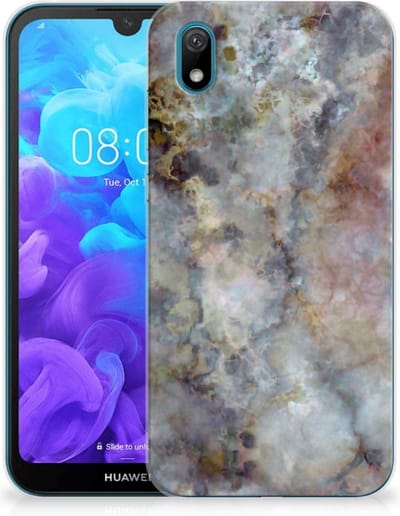 Huawei Y5 (2019) TPU Siliconen Hoesje Marmer Grijs