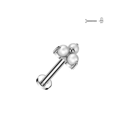 Piercing titanium pearl prong 1.2x6x3 - zilver - LMPiercings