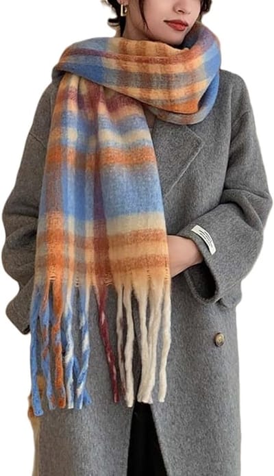 Dames Sjaal Winter - Lange Dikke Grote Sjaal - Rechthoekige Plaid - Dameskleding - Herfstmode - Kerstcadeau - 90L*15W Inch - Met Franjes - Verjaardag Verjaardagscadeau - Scandinavische Stijl - Modieus Warm