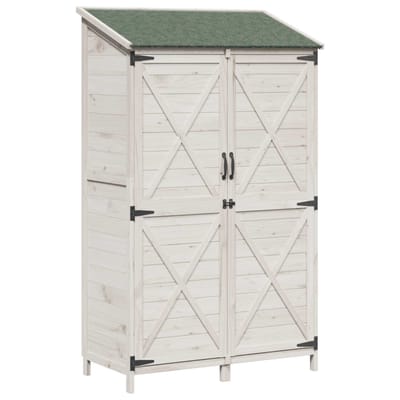 vidaXL - Tuin - Shed - Wit - 106 - x - 56 - x - 176,5 - cm - Massief - Vurenhout