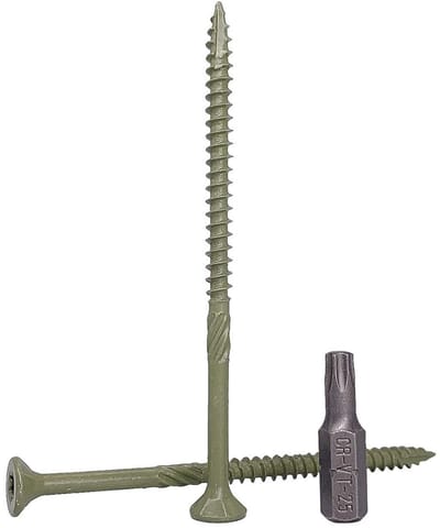 250x Terrasschroeven Hout 4,5x80mm Torx Groen Anticorrosie Buitengebruik