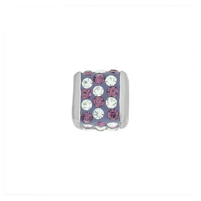 Blinx Jewels Zilveren Hanger Paarse Kubus Steentjes Strass