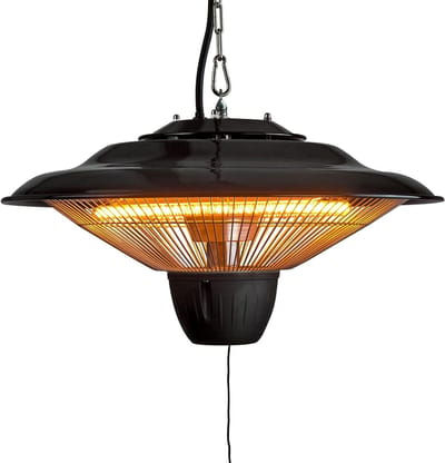 Plafondkachel - Warmtestraler Elektrisch - Terras Verwarmen - Dubbele Warmtestand - Ø42x26 cm - Zwart