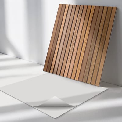 Wallfluent Vinyl Tegels - Planken met Verschillende texturen Vinyl Tegels Zelfklevend - 30 cm x 30 cm - Bruin PVC Tegels - Set van 9 - Vierkant PVC Tegels - Texturen Plaktegels - Zelfklevende Vinyltegels - Plaktegels Keuken en Badkamer