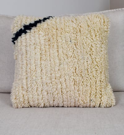 Poufs&Pillows - Fluffy beni ouarain kussen - handgeweven uit natuurlijk wol - vierkant 40x40 cm
