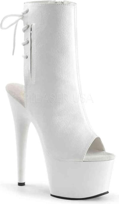 Pleaser - ADORE-1018 Plateau Laarzen, Paaldans schoenen - Paaldans schoenen - 35 Shoes - Wit