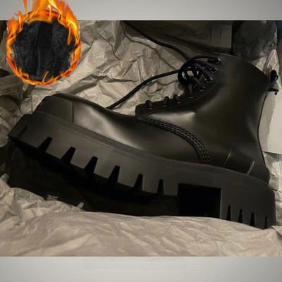 Nieuwe Herfst en Winter Heren Velours Dikke Zool Verhogende Niche Mode Laarzen Locomotief Tooling Schoenen 45 black
