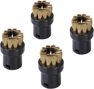 Set van 4 Ronde Stoomreinigingsborstels met Groefnozzles - Vervangbare Accessoires voor Stoomreinigers en Effectieve Stoomreiniging