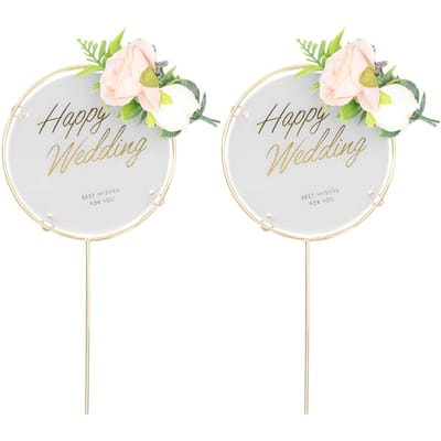 Bruidstaart Toppers Rond Exquisiet Mooi Veilig Bruidstaart Inzetstukken voor Taarten Cupcakes Muur white