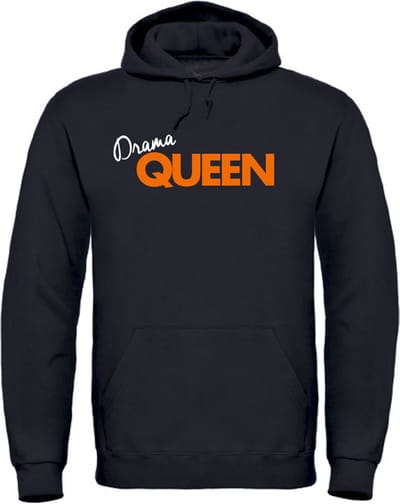 Hoodie zwart XL - Drama queen - - Koningsdag - Unisex - Oranje - Voetbal - Nederland - Regular fit