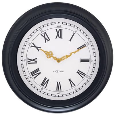 NeXtime Chopin – Wandklok – 40 cm – Plastic – Zwart/Grijs – Stil