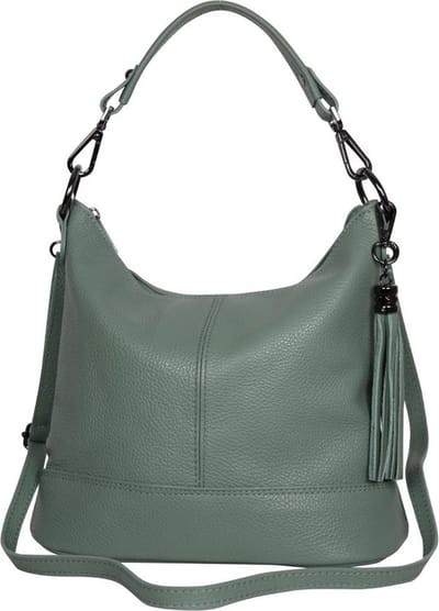 AmbraModa GLX09 - Dames handtas, schoudertas van echt leer. Avocadogroen