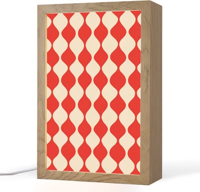Tafellamp 20x30 cm - LED lamp - Golvend patroon - Retro - Rood - Beige - Decoratieve tafellampen - Dimbaar - Tafellampje slaapkamer - Woonkamer binnen