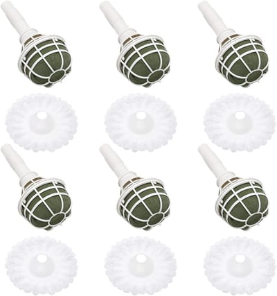 Bloemen Schuim Boeket - Bloemstuk Houder - Bruiloft Decoratie - Inclusief Groen Schuim - Set van 6 - Wit