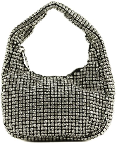LIU JO Handtas Avondtas Sera Hobetto Strass Handbag Nero / Crystall Zilverkleurig
