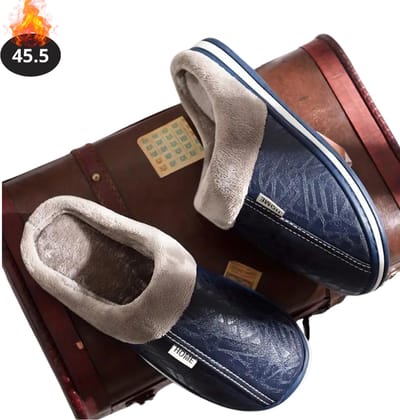 Nivard Warme Pantoffels - Sloffen - Slippers - Dames - Heren - Pluche - Maat 45.5 - Marineblauw