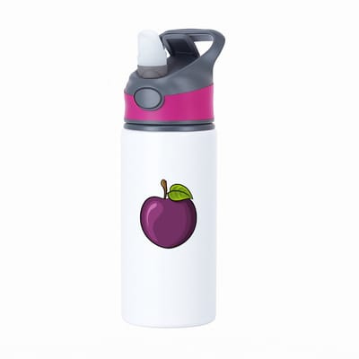 Hacebo® - pruim waterfles met rietje roze - Fruitschaal - fruit liefhebbers - steenvrucht - gezond eten - water fles - 650ML
