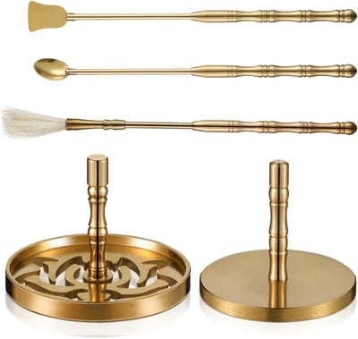 5 Stuks Messing Wierookhouder voor Sticks, DIY Wierook Maken met Lotusvormige Lepel en Schep, Creatieve Accessoires voor Aromatherapie