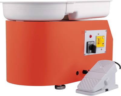 11in Aardewerkwiel 0-300 RPM Keramisch Wiel 350W Verstelbare Snelheid met Boetseergereedschap en Schort Voetpedaalbediening Oranje voor Knutselen en Home DIY