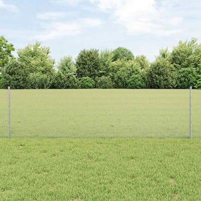 vidaXL - gelast - draadhek - met - palen - 10 - x - 0,6 - m - Gegalvaniseerd - staal - Mesh