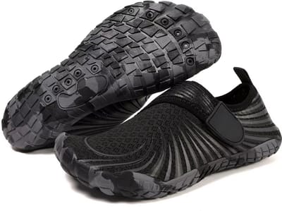 Waterschoenen voor Mannen en Vrouwen – Barefoot Aqua Shoes Snel Droog – Antislip Water Schoenen Outdoor Sport & Zwemschoenen voor Kajakken, Wandelen, Surfen en Boottochten - Zwart En Grijs - Maat 37
