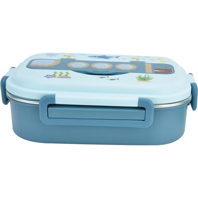 Lunchbox Roestvrij Staal Verzegeld en Geïsoleerde Lunchbox Lekvrij Cartoon Lunchbox voor Kinderen Volwassenen Blue white