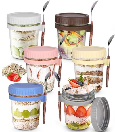 CLVP® Overnight Oats Potjes - Mason Jar - Meusli Beker met Deksel