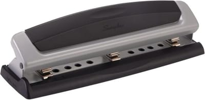 Desktop perforator voor 2-3 gaten met verstelbare middelen - Capaciteit 10 vellen - Zwart en zilver