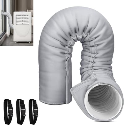 Draagbare AC-slangisolatiehuls, polyvinylchloride, lichtgrijs, past op 5-5,9 inch diameter uitlaatslang, eenvoudige installatie, beschermhoes