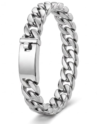Armband Heren – Staalkleurige Schakelarmband Heren – Cuban Armband Heren – Stalen Armband Zilver kleurig – RVS Armband Heren – Mauro Vinci® – 20CM