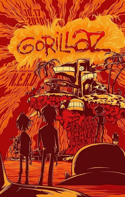 Dailygoods- Poster A4 - Gorillaz Muziek - Hiphop Band - Muurkunst - Glanzend Fotopapier - Professioneel Afgedrukt