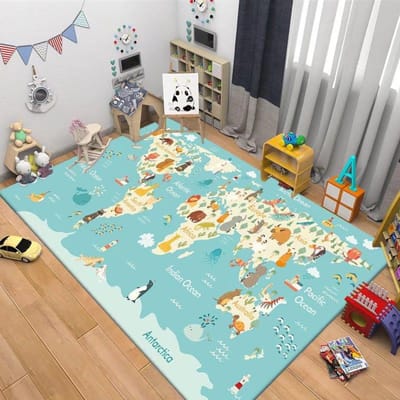 Tapis à Motifs Carte de Navigation pour Enfants Tapis de Jeu et d'Exploration pour Bébé pour Salon Chambre d'Enfant Tapis de Sol Décoratifs Antidérapants 60*90cm