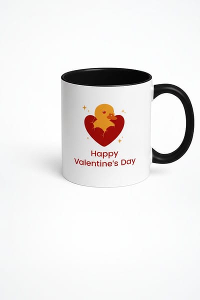 Valentijnsdag Mok Lief Eendje in Hart - 'Happy Valentine's Day' Beker - Uniek Cadeau voor Geliefde