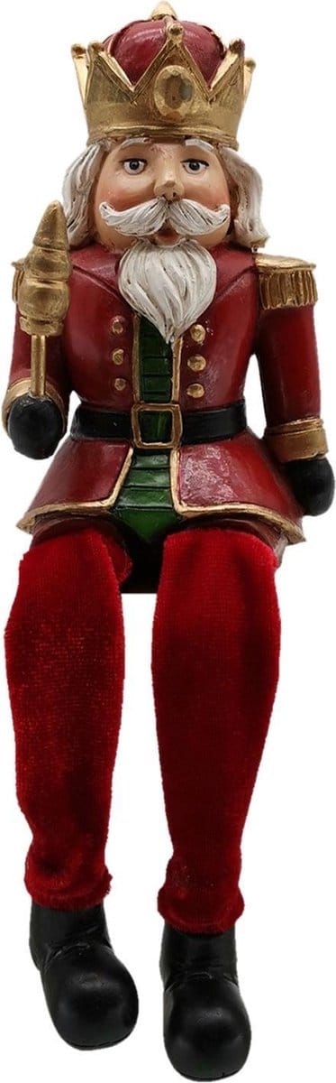 Clayre & Eef Kerstdecoratie Beeld Notenkraker 7*6*11 cm Rood Polyresin Decoratief Figuur Decoratieve Accessoires Woonaccessoires
