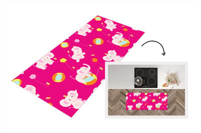 Keukenloper - Loper keuken - Olifant - Bloemen - Patronen - 120x50 cm - Keukenloper vinyl