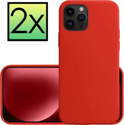 Hoesje - 2 Stuks - Geschikt voor Apple iPhone 15 Pro - Sterk & Shockproof - Case Siliconen - Back Cover - Telefoon Hoes - Rood