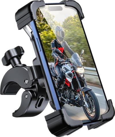 Mobiele telefoonhouder - 1S-vergrendeling voor motorfiets - anti-shake - super stabiele houder voor fiets - GPS-houders - universeel stuur telefoonhouder fiets met powerbank