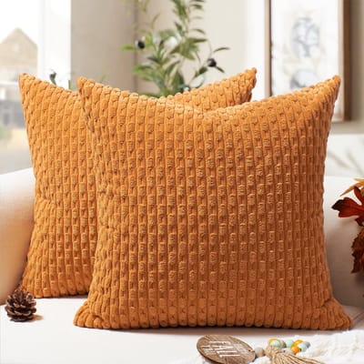 Dailygoods- Kussensloop 50 x 50 cm - Set van 2 - Corduroy - Boho - Zacht - Herfstdecoratie - Sierkussen