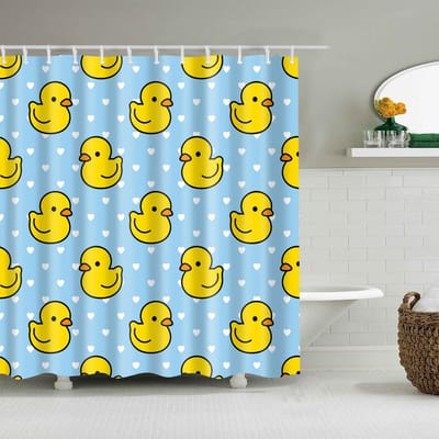 Grappige Baden Rubberen Eendjes Douchegordijnen Kinderen Huis Badkamer Decor Verduisterend Scherm Waterdichte Stof Douchegordijn Cortina W150H180(CM)-1 Pcs