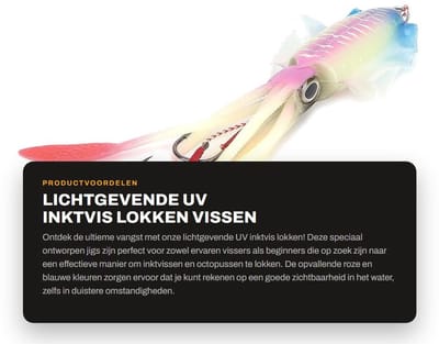 Dailygoods- Inktvis Lokken Lichtgevend - UV Inktvis Jigs - Vissen Aas - Zacht Lokken - Octopus Lokken - Met Haak - Vissenaas
