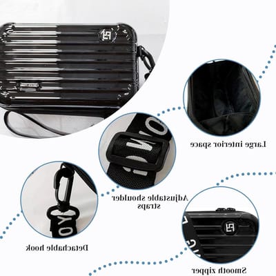 Mini Koffer Schoudertas - Cosmetica Tas voor Reizen - Harde Schelp, Ideaal voor Make-up en Accessoires, Zwart