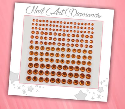 Nail Art Diamonds (165 Diamantjes Oranje) [Zelfklevend Nagel Steentjes Decoratie Versiering - Manicure Kunstnagels Nepnagels - Acryl Nagels Rhinestone Rhine Stones]