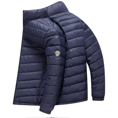 Licht en Dunne Donsjas Heren Nieuwe Opstaande Kraag Witte Eendendons Kort Model Herfst Donsjas voor Jonge en Middelbare Mannen 2XL black