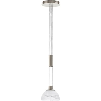 EGLO Montefio - Hanglamp - 1 Lichts - 185mm. - Nikkel-Mat - Alabaster Glas - Wit