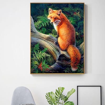 Peinture au diamant Renard Point de croix Décoration d'intérieur Broderie diamant Image animal Strass Cadeau 30x30CM gray