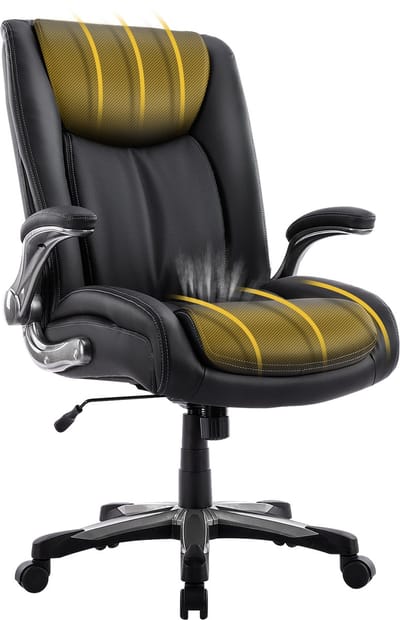 COLAMY Bureaustoel 400 lbs - Directiebureaustoel - Hoge rugleuning - Opklapbare armleuningen - Zwart