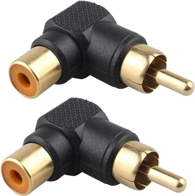 Rechthoekige RCA Phono Adapter Set - 2 Stuks Male naar Female - 90 Graden Hoekverbinding voor Audio en Video