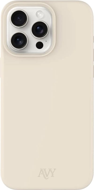 AVY Hoesje geschikt voor Apple iPhone 15 Pro | Compatibel met MagSafe | Back Cover | Liquid Silicone | Comfortabel in de Hand | Beige